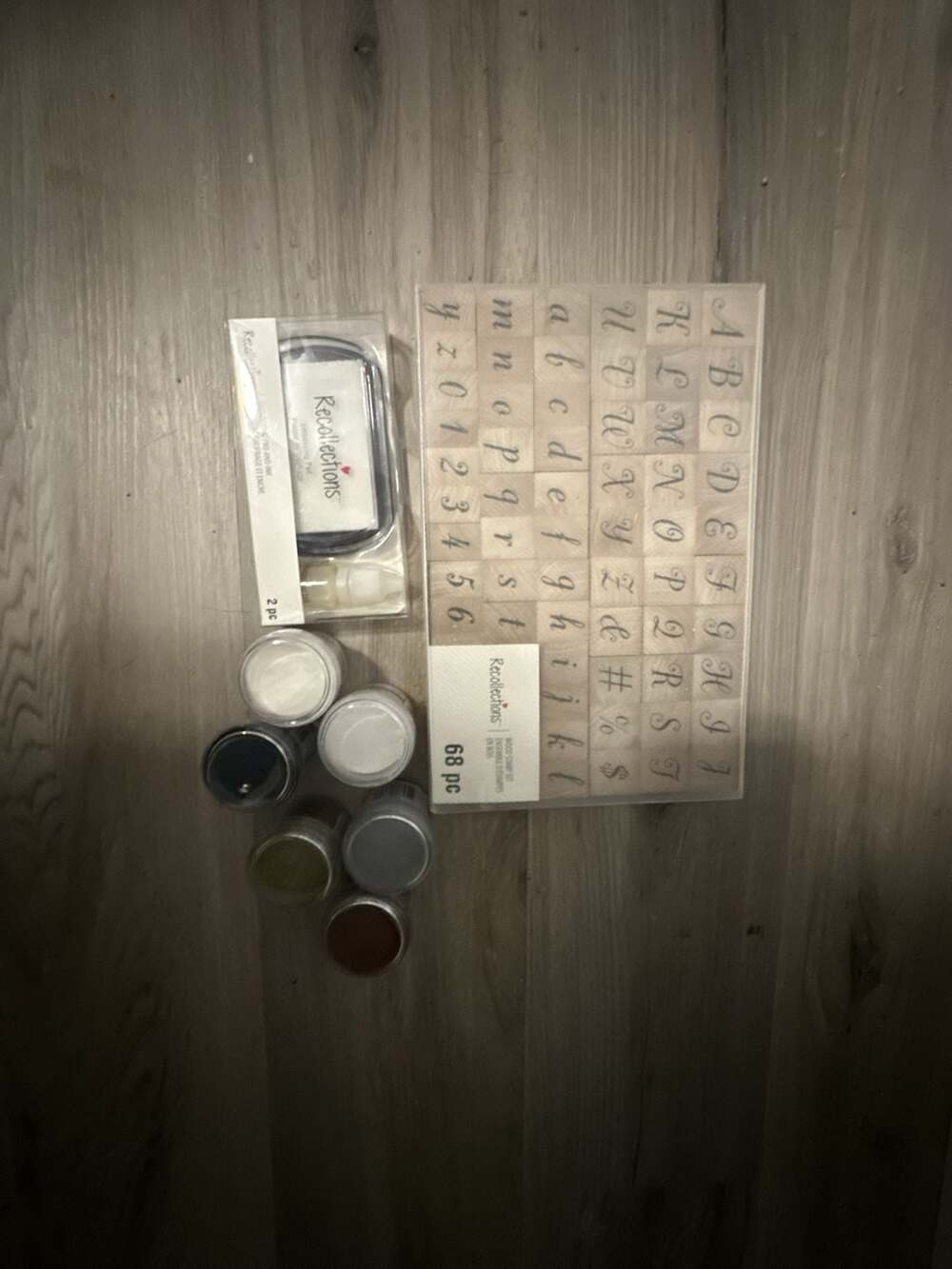 Recollections  Alphabet & Numbers Wood Stamp Set with Embossing Pad and Powders